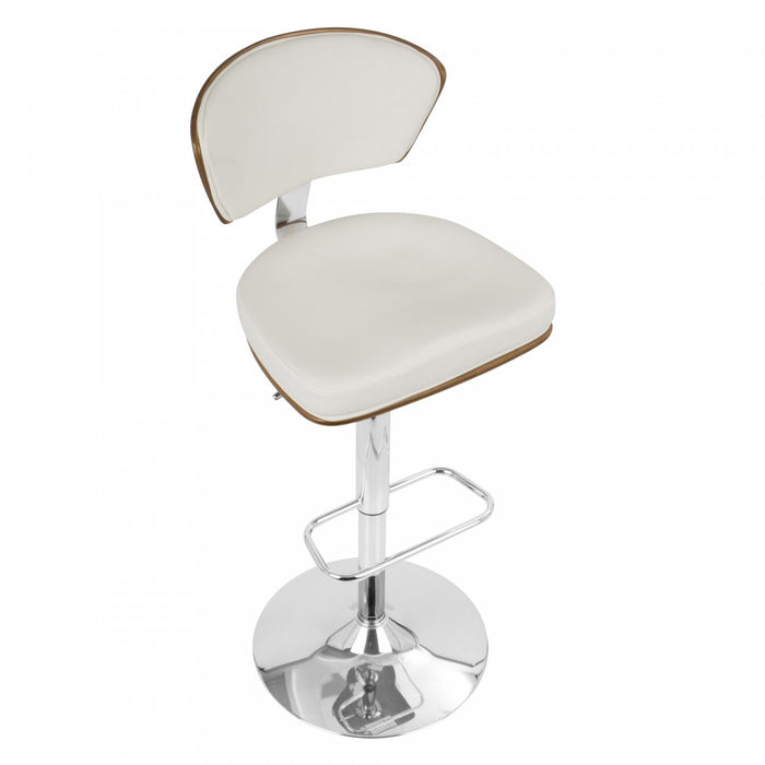 Tabouret bar pivotant réglable moderne du milieu du 20e siècle Ravinia en similicuir - noyer et blanc