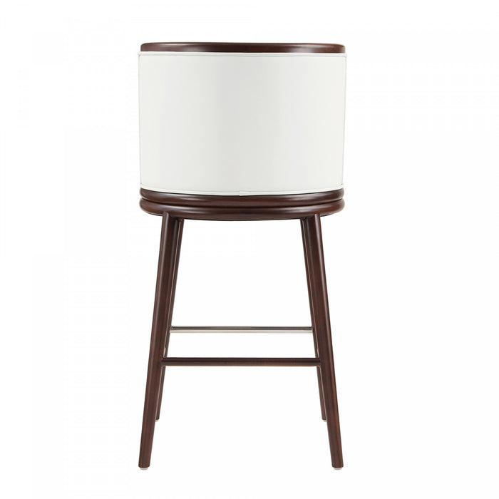Tabouret de bar moderne en bois avec assise rembourree Evalyn, blanc