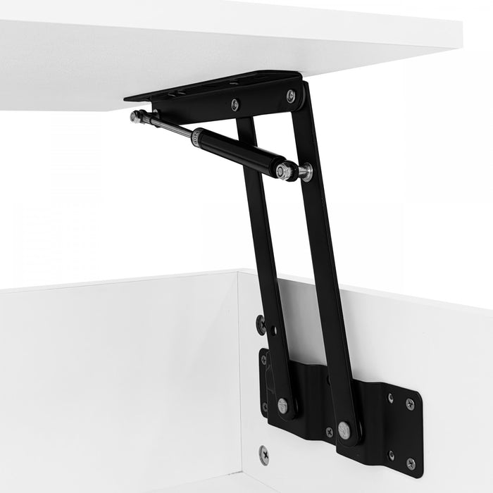Logan table basse relevable – table avec eclairage LED et plateau extensible, blanc