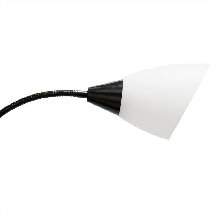 Skye Lampadaire a 5 lumieres avec cols de cygne reglables, Noir et Blanc, 67 po H