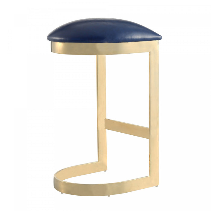 Tabouret de bar moderne en metal et tissu Aura bleu - Lot de 2