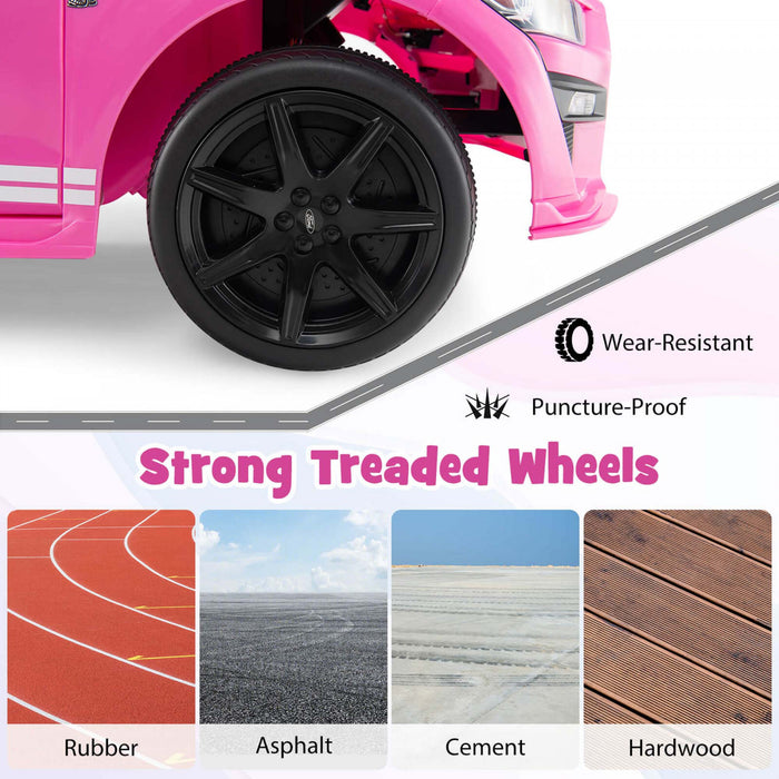 Costway 12v Sous Licence Ford Mustang Shelby Gt500 Enfants Rouler Sur Voiture Avec Telecommande Rose