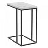 Table de bout en forme de C de 19 po en marbre et métal noir avec armature en métal - multicolore