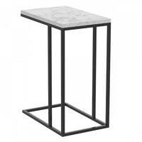 Table de bout en forme de C de 19 po en marbre et métal noir avec armature en métal - multicolore