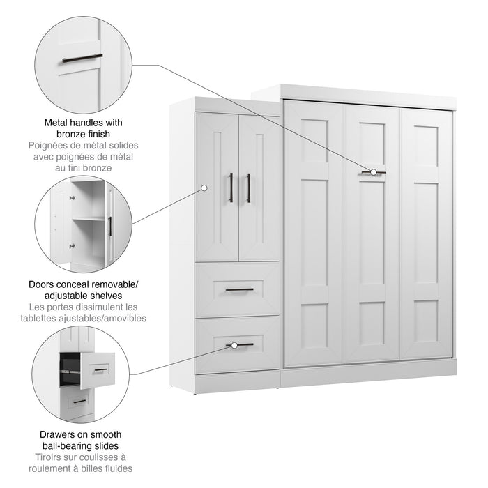 Lit double escamotable Edge de Bestar avec garde-robe (85 po [L]) - blanc