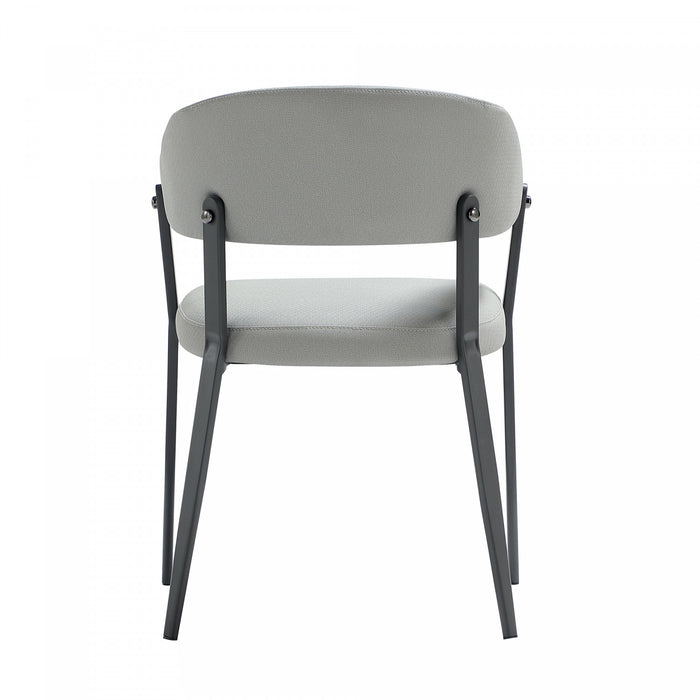 Chaise de salle a manger moderne en metal et tissu Belle, gris pierre - Lot de 2
