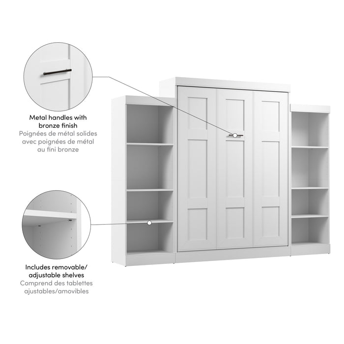 Grand lit escamotable Edge de Bestar avec organisateurs de garde-robe (115 po [L]) - blanc