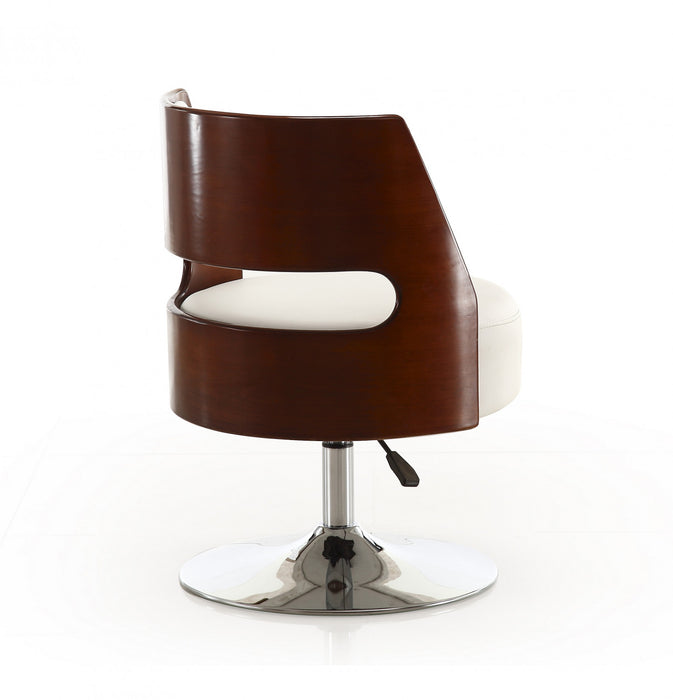 Fauteuil pivotant moderne de salon en cuir vegetalien blanc - Lot de 2