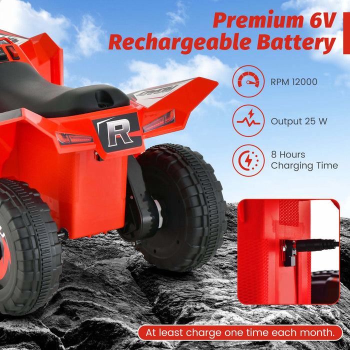 Costway Kids Ride Sur Atv 4 Wheeler Quad Toy Car 6v Alimente Par Batterie Jouet Motorise Rouge