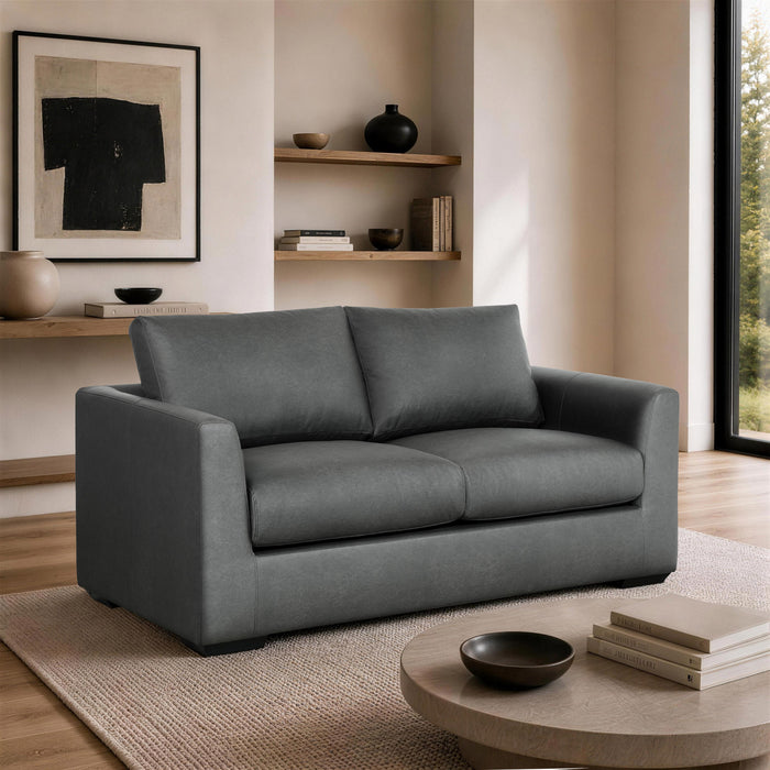 Canape Loveseat Contemporain Cleo Rembourre en Etain