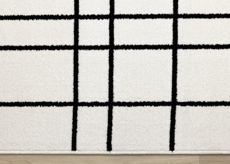 Tapis Covington a carreaux gris et blanc, 5'3\" x 7'7\"