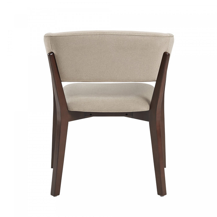Fauteuil Blake moderne en faux mohair avec accoudoirs en bois, naturel - Lot de 4