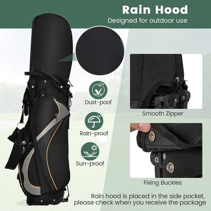 Support De Golf Costway, Sac Pour 8 Clubs De Golf, Organiseur De Transport Separateur, Poches De Rangement, Noir