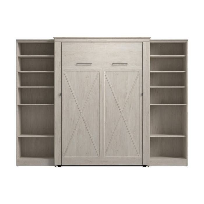 Lit double escamotable Key West de Bestar de 113 po (L) avec organisateurs de garde-robe - blanc chêne lin