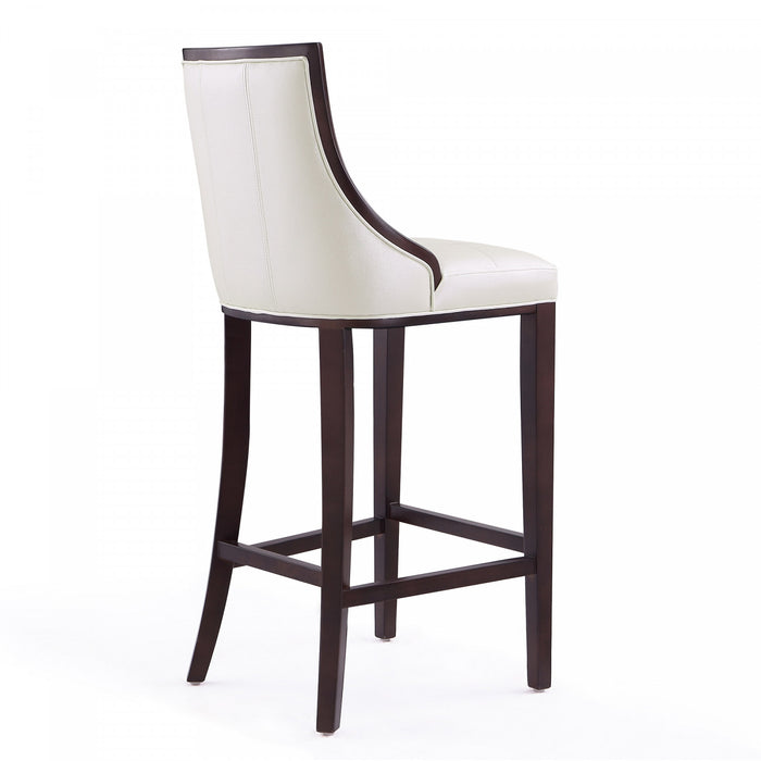 Tabouret de bar traditionnel en bois Fifth Avenue avec assise rembourree, blanc perle – Lot de 3