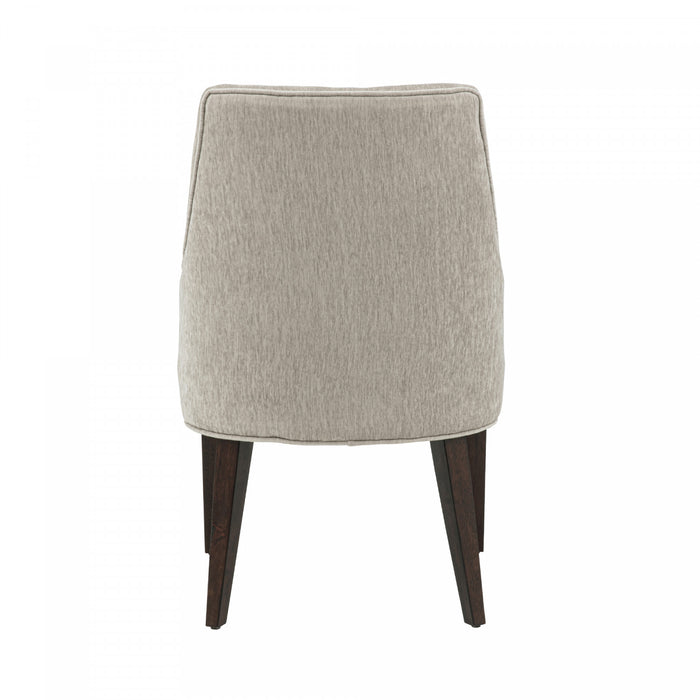 Fauteuil moderne Beever en bois et chenille taupe - Lot de 2