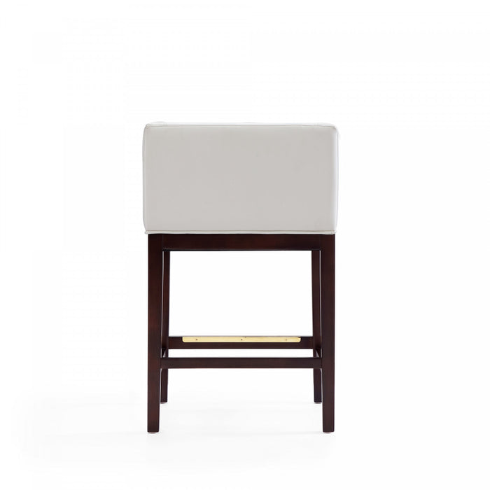 Tabouret de comptoir en bois rembourre ivoire style Mid-Century Modern Kingsley - Lot de 2