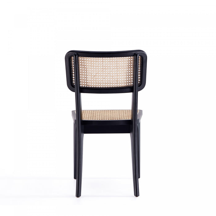 Chaise de salle a manger Giverny Industry Chic en bois noir et naturel - Lot de 4
