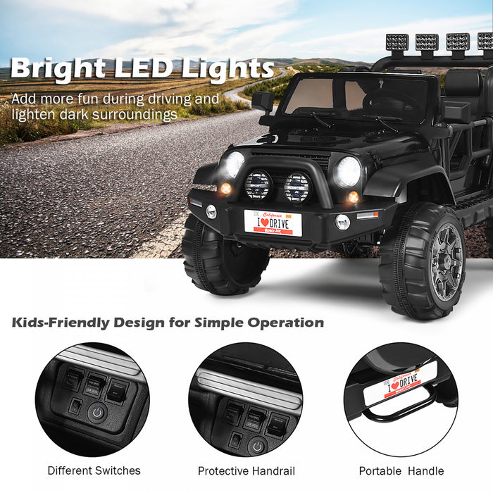 Voiture Pour Enfants 2 Places 12v, Pick-up Telecommande Avec Compartiment De Rangement, Coloris Noir