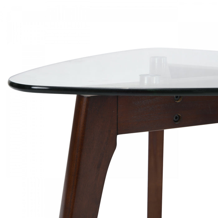 Table D’appoint Nick Avec Plateau En Verre Et Base En Bois Massif - Noyer