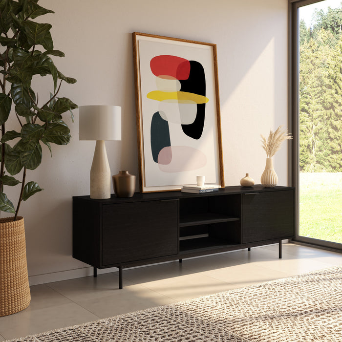 Meuble pour téléviseur Hamilton de Nordika de 70 po avec 2 armoires de rangement - noir