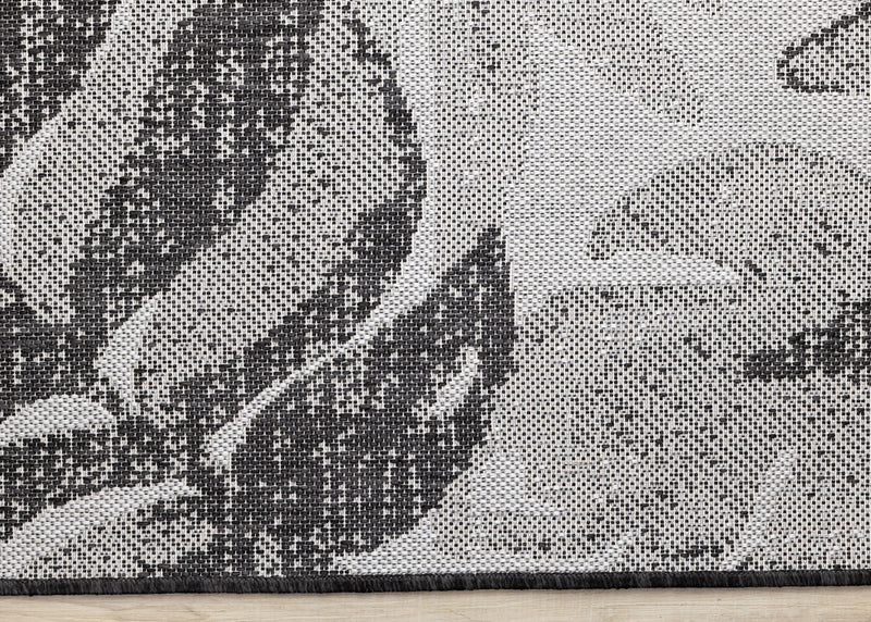 Tapis Jackson a feuilles botaniques gris et blanc, 6'7\" x 9'6\"