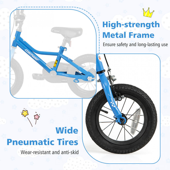 Costway 12\" Velo D'entrainement Pour Enfants Avec Roues D'entrainement Amovibles Pneumatiques Navy