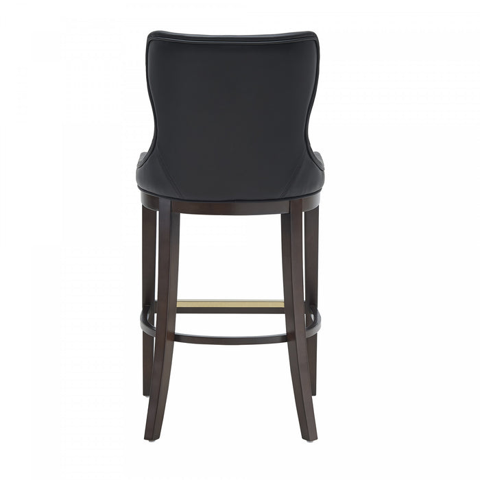 Tabouret de bar Blair moderne en bois avec assise rembourree, coloris noir
