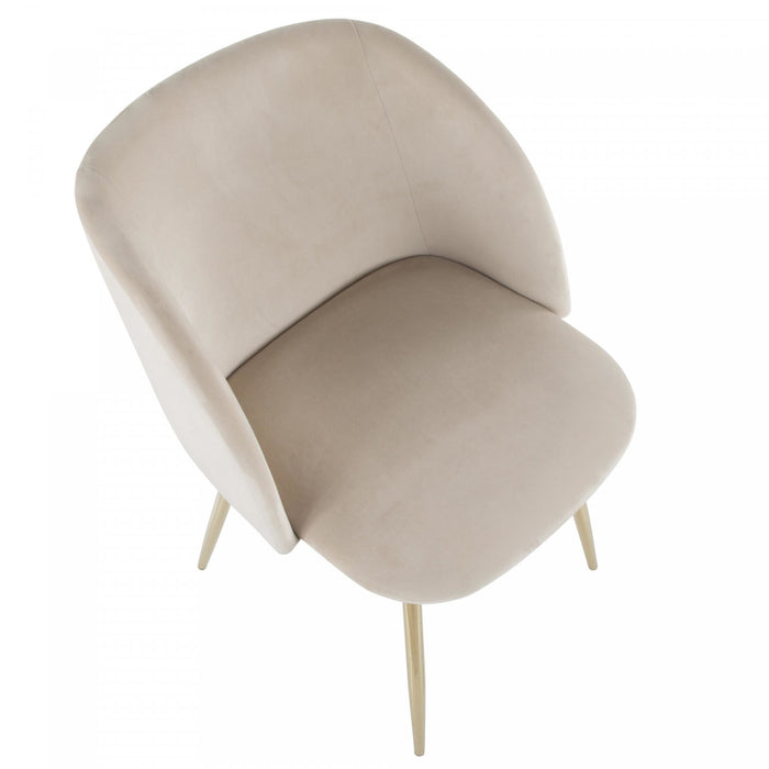 Chaise de salle à manger contemporaine Fran en velours crème - ensemble de 2