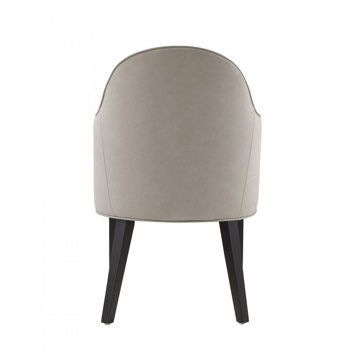Fauteuil moderne Hillman en cuir vegetalien et velours avec accoudoirs en bois, gris clair - Lot de 2