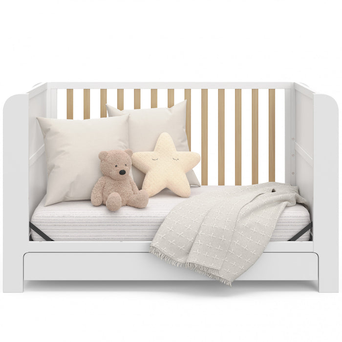 Graco Read with Me Convertible Lit de bebe avec tiroir - Blanc avec bois clair