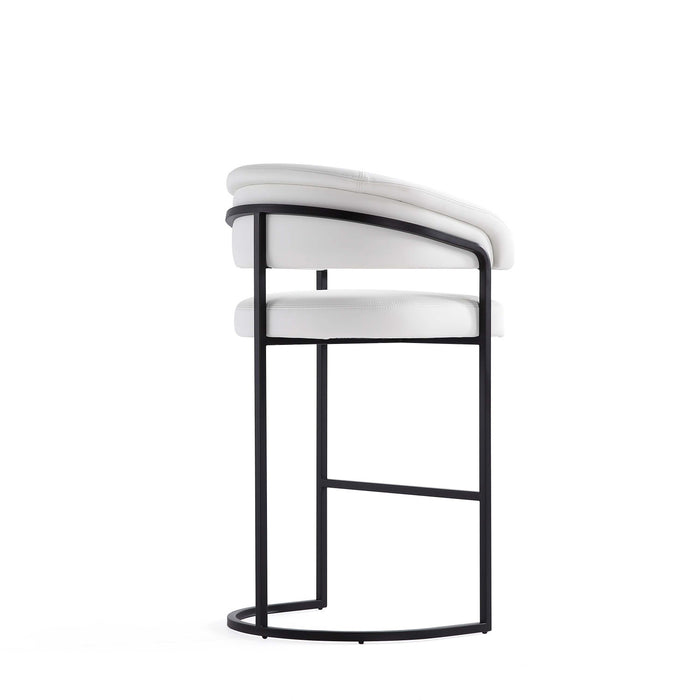 Tabouret de bar moderne Augusta en metal et tissu, coloris blanc