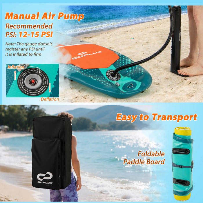 Goplus 11' Gonflable Stand Up Paddle Board Pour Les Adultes Avec Kayak Seat Leash Hand Pompe, Turquoise