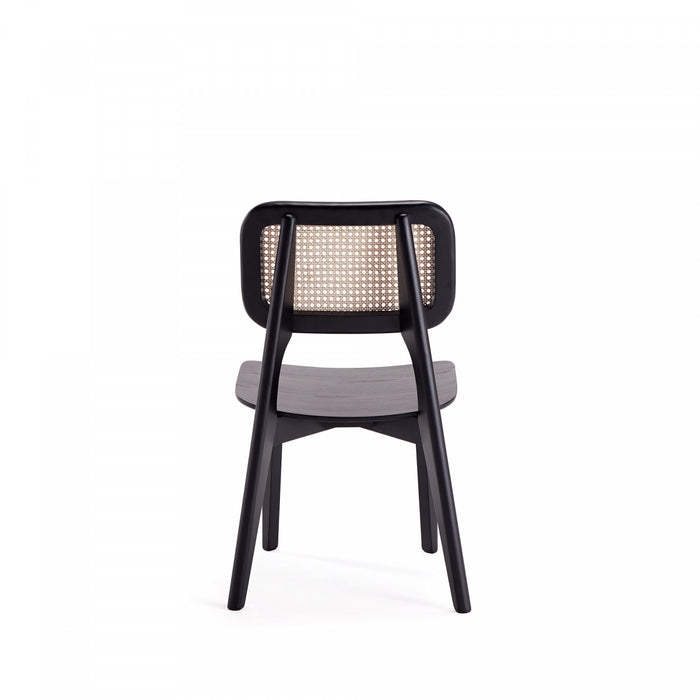 Chaise de salle a manger en bois style industriel Versailles en noir et naturel - Lot de 4