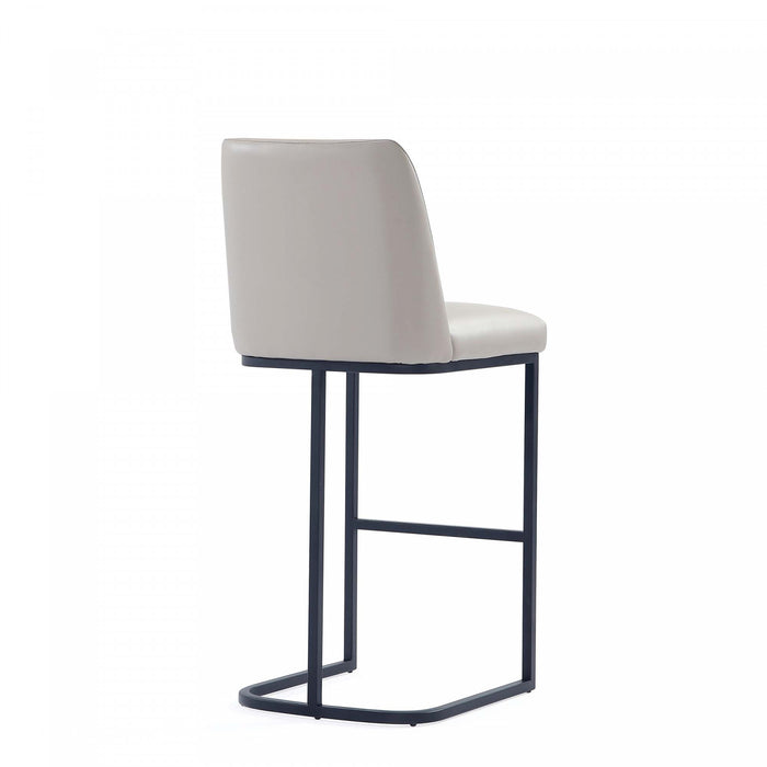 Tabouret de bar moderne en metal et tissu Serena, gris clair - Lot de 3