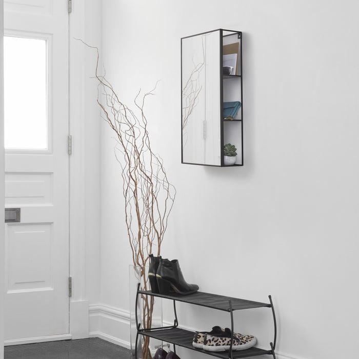 Meuble de rangement mural Cubiko de Umbra avec miroir - noir