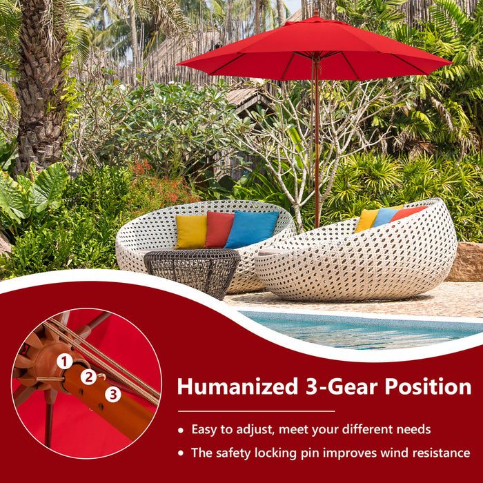 Costway Parasol de marche a poulie en corde 9,5FT avec baleines en fibre de verre Rouge