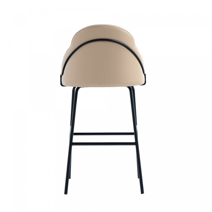 Tabouret de bar moderne en metal et tissu Gracie, coloris beige et noir - Lot de 2
