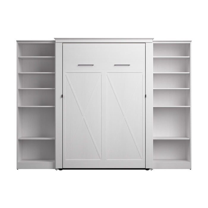 Lit double escamotable Key West de Bestar de 113 po (L) avec organisateurs de garde-robe - blanc chêne solide