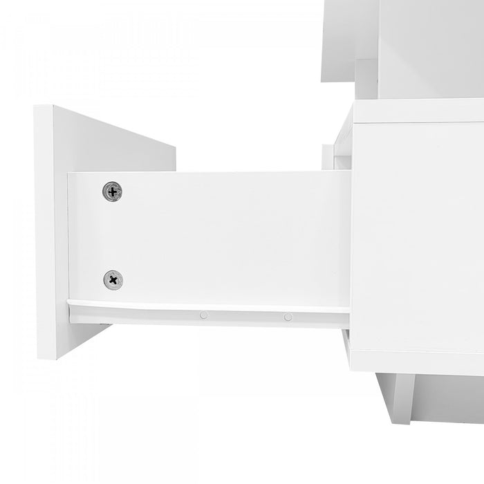 Lucas table basse LED – table basse avec tiroirs de rangement et etageres ouvertes, blanc