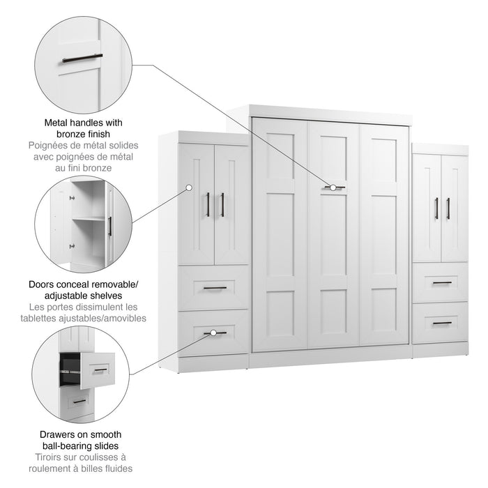 Grand lit escamotable Edge de Bestar avec garde-robes (115 po [L]) - blanc