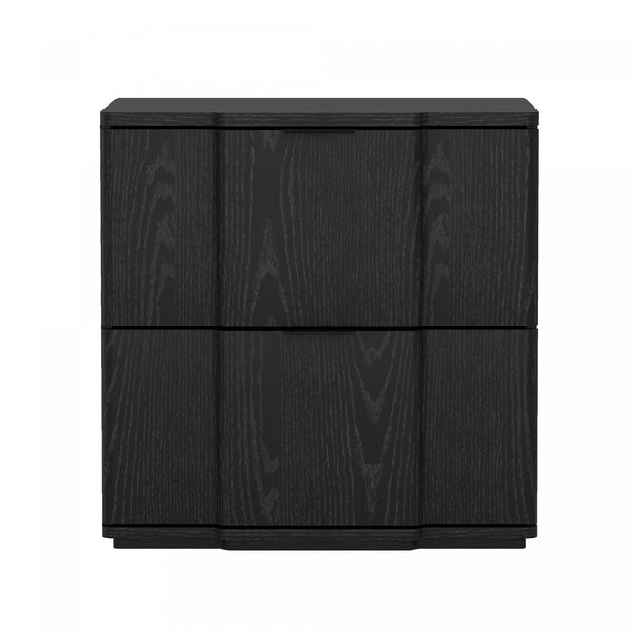 Table de nuit Clive style milieu du siecle moderne 56 cm en noir et or (2 tiroirs)