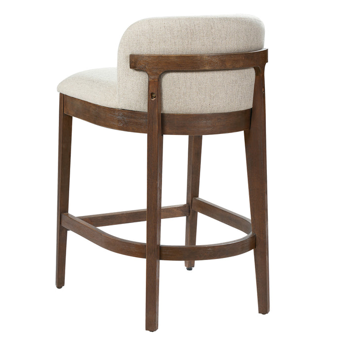 Calista – Lot de 2 tabourets de comptoir en bois d’hevea, finition noyer