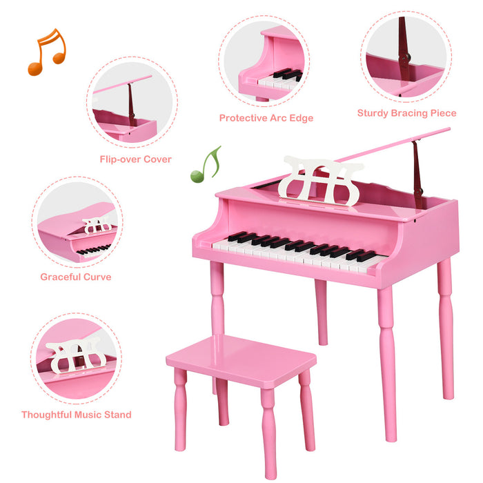 Costway Piano Classique 30 Touches en Bois avec Banc et Porte-Partition - Noir