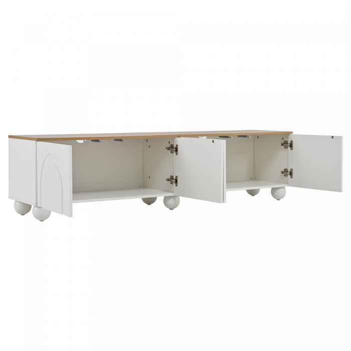 Nathan meuble TV – meuble avec 4 portes et grand espace de rangement, blanc