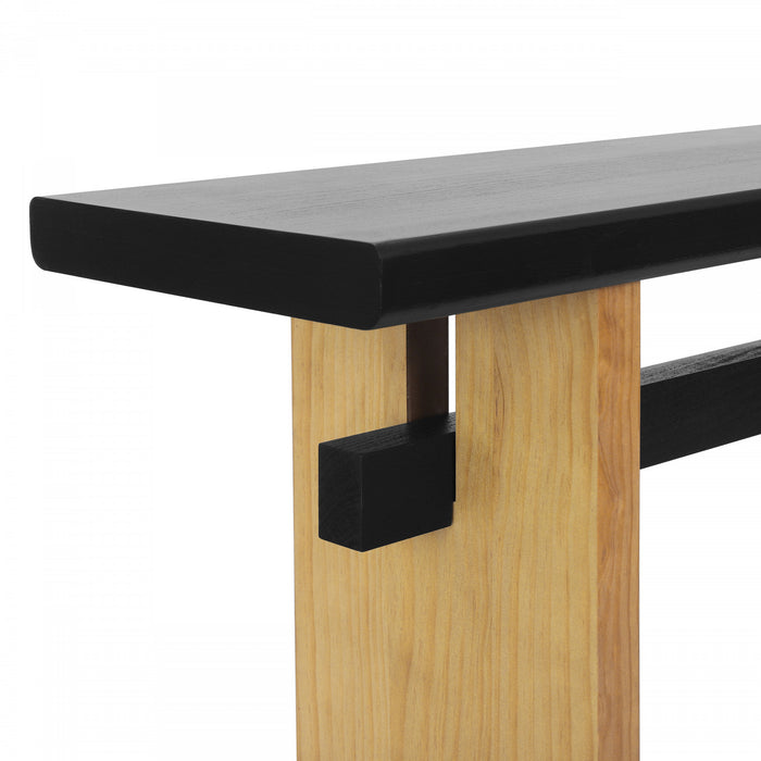Console de style maison de campagne Emma 150 cm pour entrée - finition noire et brune