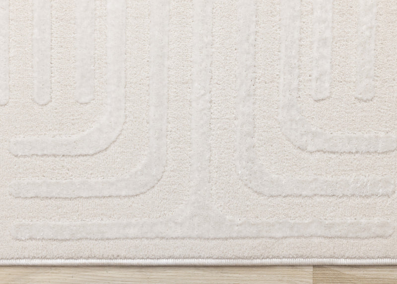 Tapis a motifs de treillis orientaux creme beige Leonardo, 5'3\" x 7'7\"