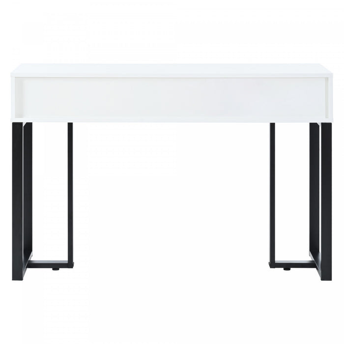 Horizon Table Console Moderne avec Tiroirs Geometriques et Cadre Dore, Blanc/Noir