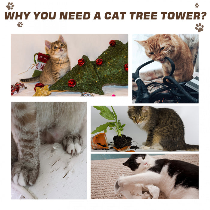 Pawhut 94 \"-102\" Enorme Arbre A Chat Plafond Haut Chat Condo Griffoir Centre D'activite Multi-niveaux Maison De Jeu Marron