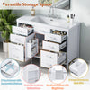 Resina 48 Inch Single Sink Bathroom Vanity with Resin Sink and 6 Drawers, White | Resina Meuble-Lavabo Simple 48 po avec Vasque en Resine et 6 Tiroirs, Blanc